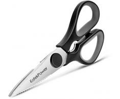 Ciseaux de cuisine très résistants, ciseaux de cuisine multi-usages en acier inoxydable, ciseaux de cuisine pour poulet, volaille, poisson, viande, légumes, herbes, barbecue, os, fleurs, noix Noir