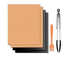 AUERVO Tapis de Cuisson pour Barbecue, Set de 4 Tapis BBQ,100% Anti-adhérent,réutilisable,Facile à Nettoyer Gril de Barbecue Parfait pour Le gaz,Charbon de Bois, Grils électriques, légumes