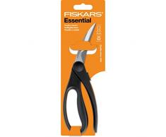 Fiskars Cisaille à volaille à lames striées et incurvées, Acier inoxydable, Longueur: 23 cm, Noir/Acier, Essential, 1023819