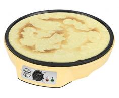 Bestron Crêpière électrique au design rétro, Sweet Dreams, Revêtement antiadhésif, Ø 30 cm, 1000 W, Jaune