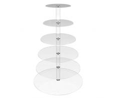 Présentoir à gâteaux XL transparent grand 6 étages 35-10 cm de circonférence en plexiglas stable pour cupcakes cake gâteau de mariage fête parfaite, baptême anniversaire ou stand de gâteau de mariage