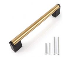 Fulgente Moderne Européen Poignées de Porte de Meuble Cuisine (Centre de Trous 160mm, Laiton Brossé)