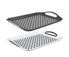 Invero Lot de 2 plateau de service en plastique avec poignées et surface en caoutchouc antidérapante dessus et dessous