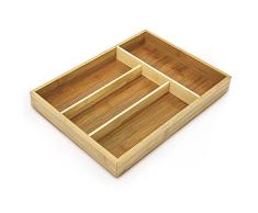 Relaxdays 10018886 Range-couverts en bambou organiseur de tiroir 4 compartiments HxlxP: 4 x 25 x 34 cm résistant durable en bois, nature