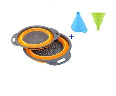 Ruesious Paquet de 2 passoires Pliables, passoire de Cuisine en Silicone de qualité Alimentaire Passoire de passoire Pliante Space-Saver, Lavable au Lave-Vaisselle