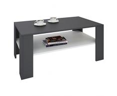IDIMEX Table Basse Lorient, Table de Salon rectangulaire avec 1 étagère Espace de Rangement Ouvert, en mélaminé Gris Mat et Blanc Mat