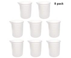 Voarge Lot de 8 Verres doseurs en Silicone 100 ML en Plastique Graduation Tasse de Laboratoire Liquide pour travaux manuels DIY Résine époxy Moules en Fonte pour la Cuisine