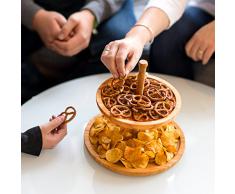 Relaxdays Présentoir étagère en bambou cuisine salle à manger 2 plateaux porte-fruits H:25 cm Ø: 25 cm rond, nature