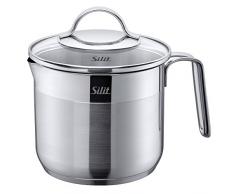 Silit 2132237570 Pot à Lait avec Couvercle, Acier Inoxydable, Argent, 14 cm