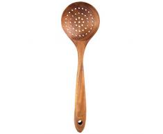 Hemoton Louche à Soupe en Bois Long Manche Louches Cuillère Sauce Louche Outil de Cuisine en Bois (Passoire Cuillère)