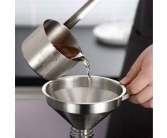 Entonnoir en acier inoxydable, SenRise, entonnoirs de cuisine avec poignées, tailles L à S pour le transfert de fluide, liquide, huile, poudre et confitures (11 cm/13 cm/15 cm), argent