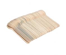 Nikgic 100 pcs Ensemble de couteaux et fourchettes jetables en bois Ensemble de couteaux et fourchettes jetables Cuillère et fourchette en bois Vaisselle jetable 16cm