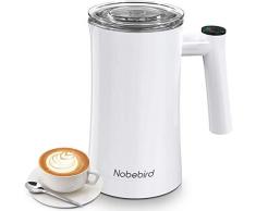 Mousseur à Lait 400W 350ML, Cuiseur à Vapeur Électrique en Acier Inoxydable avec Fonctionnalité Chaude ou Froide, Mousse et Réchauffeur pour le Lait, le Café, le Cappuccino, le Chocolat Chaud - Blanc