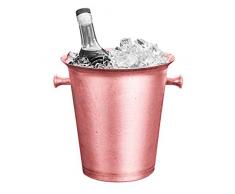 Seau à champagne avec poignées de transport en acier inoxydable Seau à glace pour les fêtes rose