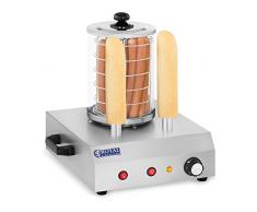 Royal Catering Appareil à Hot-Dog Machine a Hot Dog Professionnel RCHW-350-2 (422 W, max. 30 saucisses, 2 pics chauffants, température jusquà 97 °C, acier inoxydable, verre trempé)
