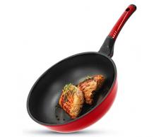 OURSSON Poêle Korea Wok, Anti-adhésive Diamond, Rouge | Convient pour Tous Les Fours de Cuisson : gaz, électrique, Induction & céramique, (26 cm)