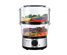 Beper - Cuiseur Ã Vapeur Multicombustion de 5L, Ãconomiseur dEspace, Minuterie de 60 minutes, Cuisson Ã la Vapeur Saine, Puissance 400-500W - Argent / Noir