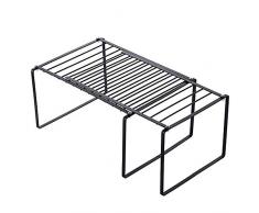 znwiem Vidange Rack Rétractable Armoire sous Évier Étagère Rangement Plat Rack Fer Art Cuisine Épices Panier - Noir