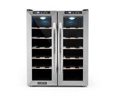 Klarstein SalooNapa - Cave à vin, Silencieuse, 10 étagères, Température de 11 à 18 °C, 67 L de volumes, 24 bouteilles, argent