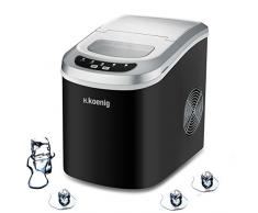H.Koenig Machine à glaçons KB12, 12kg en 24h, 2 tailles de glaçons automatique électrique compact portable sans installation silencieuse 2,2L, cube de glace rapide prêt en 13min, à poser sur comptoir