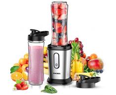Mini Blender, FOCHEA Mixeur à Smoothie Multifoncionnel, 500W Blender Smoothies avec Tasse Portable de 2 * 600 ML pour Smoothies, Milk-Shake, Jus, Tritan Sans BPA