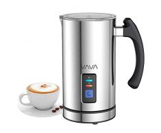 VAVA Mousseur à Lait Electrique 500W 240mL Chauffe Vite et Mousse Froide, Mousseur en Acier Inoxydable, Revêtement Non-dhésif, Fonction Silencieux, Contrôle de Température, Indicateur Niveau de Lait