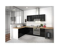 CITY Cuisine dangle complete 2m80 - Noir laqué haute brillance