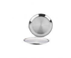 2 Tailles Différentes de Plats Ronds en Acier Inoxydable/Plat Barbecue/Plat à Gâteaux/Plateau de Service/Plateau Ovale/Plat à Viande/Assiette à Riz/Plats Ovales Rétro Matte Φ 20cm / 23cm