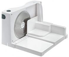 Seb 856604 Trancheuse Électrique Lames 17 cm Inox Réglage Épaisseur 1 à 15mm Viande Pain Charcuterie Saucissons Légumes Carpaccio 100W Blanc