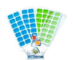 Moule à glaçons, Bac à glaçons en Silicone à Démoulage Facile avec Couvercle - Idéal pour Leau, Les Cocktails et Autres Boissons (Lot de 4)