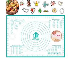 Nifogo Tapis de Cuisson Patisserie en Silicone Anti-adhésif Réutilisable avec Mesure Convient Pourles Fondant Pâte Gâteaux Tartes 70 x 50 cm (Cyan