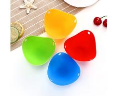 Dizie 4 Pcs Pocheuse dOeufs Tasses à Oeufs en Silicone, Cuiseur à Oeuf Poché Bac à œufs en silicone de qualité alimentaire respectueux de lenvironnement Couleur aléatoire 9 x 6cm