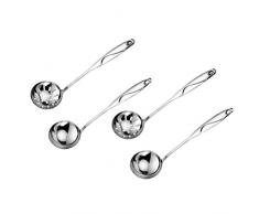 Hemoton 4 Pcs Passoire Louche Passoire INOX Passoire Louche Cuillères à Long Manche Cuillère à Soupe Ustensiles de Cuisine pour Hotpot Écopage Sauce Servant (2pcs Passoire + 2pcs Cuillère à Soupe)