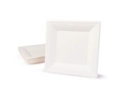 BIOZOYG Vaisselle à Base Bagasse | 50 pièces dassiettes du Canne de Sucre Blanche carrée décolorée 26x26 cm | Bio jetable Vaisselle, Menu Plats et jetable fête Assiette