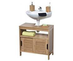 Tendance - 9900195 - Meuble Dessous de lavabo ou Evier - 2 Portes + 1 étagère + 1 niche - Style exotique - en BAMBOU