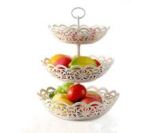 Corbeille De Fruits en Plastique De Niveau 3 pour Les Comptoirs De Cuisine,Présentoir De Fruit Bowl, Décoration De Cuisine Moderne,Snack, Stockage Fruits Panier-Blanc