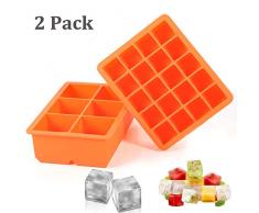 Bac à Glaçons, Paquet de 2 Moules à Glaçons en Silicone 6 + 20 Gros et Petits Glaçons Moules de Grand Carré Réutilisables Sans BPA Pour Congélateur, Aliments des Bébés, Eau, Cocktail