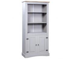 vidaXL Pin Placard Mexicain Buffet Bibliothèque Vitrine Armoire de Rangement Salle de Séjour Salle à Manger Couloir Gris 80x40x170 cm