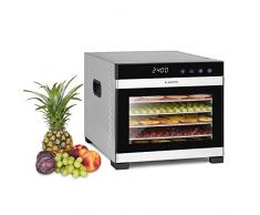 Klarstein Flavour Dry - Déshydrateur, 6 plateaux pour sécher les aliments, Température réglable de 35 à 75 °C, Répartition uniforme de la chaleur, Ecran tactile LCD, Minuterie de 30 mn - 24 h, Noir