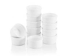 MALACASA Série Ramekin Dish, 12pcs Ramequin Moule à Soufflé Crème Brulée Muffin Bols Porcelaine 3.5/9 * 9 * 5cm Petit!