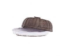 Cloche en osier, Corbeille à pain en osier ,Panier gris, rond doublé tissu
