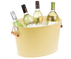 mDesign rafraichisseur de Bouteille en métal – Seau à Champagne décoratif avec poignées – Seau à Glace idéal pour Garder vins, bières, champagnes ou Sodas au Frais – Jaune Clair