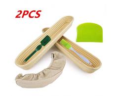 HANXIUCAO Baguette Banneton Panier Anti-pain Brotform Dough Rising Avec Doublure en Lin en Tant Que Boulangers Professionnels (Rectangle 15 pouces * 2)