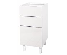 Berlioz Creations CT4BB Meuble Bas de Cuisine avec 3 Tiroirs Blanc Haute Brillance 40 x 52 x 83 cm