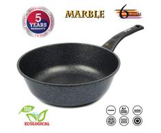 Oursson Poêle Korea Wok, 5 Ans Garantie, Indicateur de Chauffage, Anti-adhésive Marble, en Aluminium, 26 cm | Tous Feux : gaz, électrique, Induction & céramique, KWW2622MR