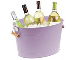 mDesign rafraichisseur de bouteille en acier inoxydable – seau à champagne décoratif avec poignées – seau à glace idéal pour garder vins, bières, champagnes ou sodas au frais – violet