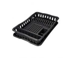 Egouttoir avec plateau - Plastique - Gris