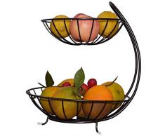 Adminitto88 Corbeille De Fruits Décorative Corbeille De Fruits Elegance 2 Étages 30cm Noir, avec 2 Bols À Fruits en Métal avec Pieds Antidérapants Noirs pour Plus Despace sur Le Plan De Travail