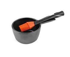 Charcoal Companion Saucière en Fonte et Pinceau, Noir, 18x4,7x3,45 cm