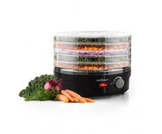 oneConcept Bonsai Deshydrateur electrique (250W, 4 étagères lavables en machine, 40°- 70°C) - noir
